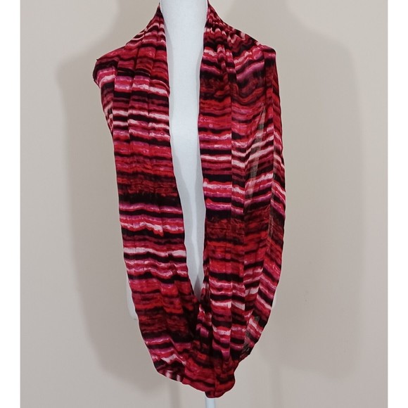 Calvin Klein Infinity Scarf Red Black White Ombre Women US One Size Oversized - Picture 2 of 6